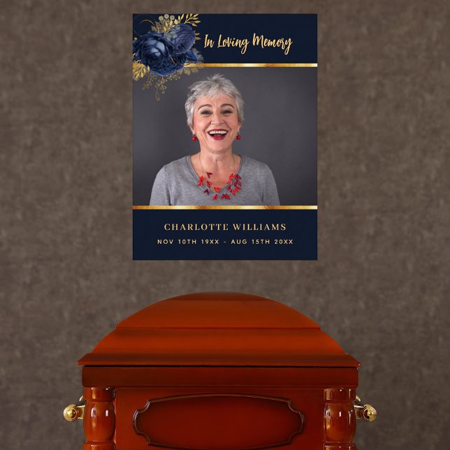 Funeral blue photo floral memorial welcome poster (Creator Uploaded)