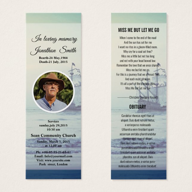 Funeral Bookmark Template (Front & Back)