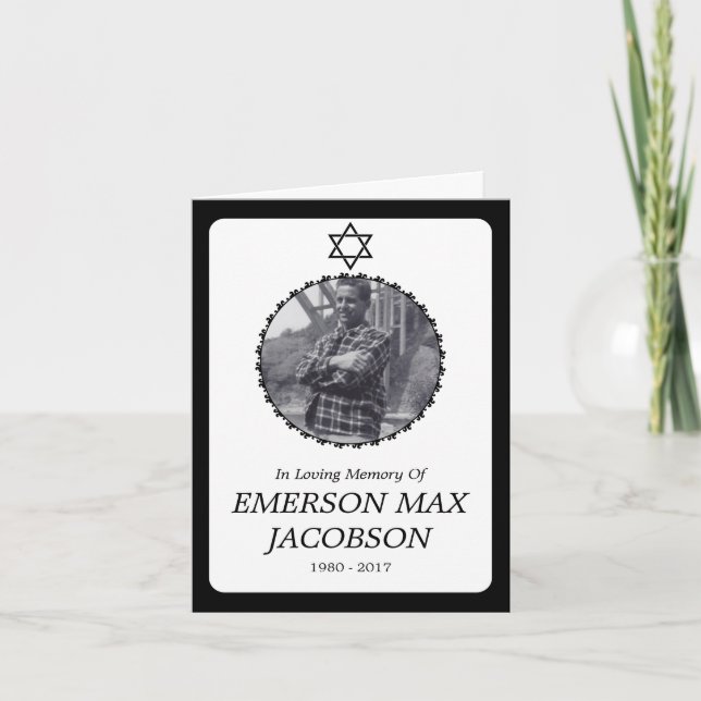funeral card : elegant star of david (Front)