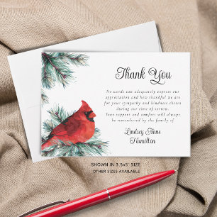 Funeral Cardinal Watercolor Thank You Card