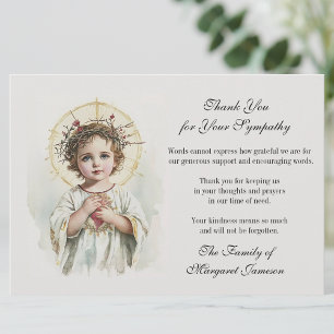 Funeral Catholic Memorial Jesus  Condolence Thank You Card