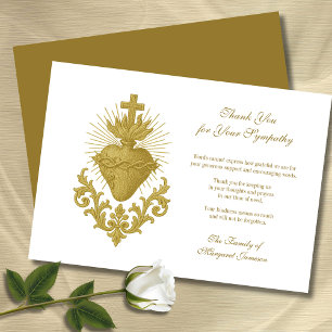 Funeral Catholic Memorial Jesus  Condolence Thank You Card