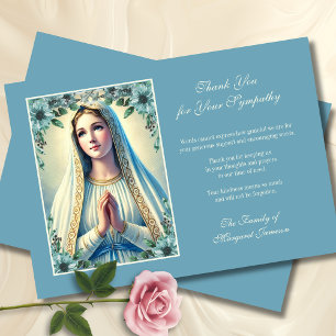 Funeral Catholic Memorial Mary Condolence Thank You Card