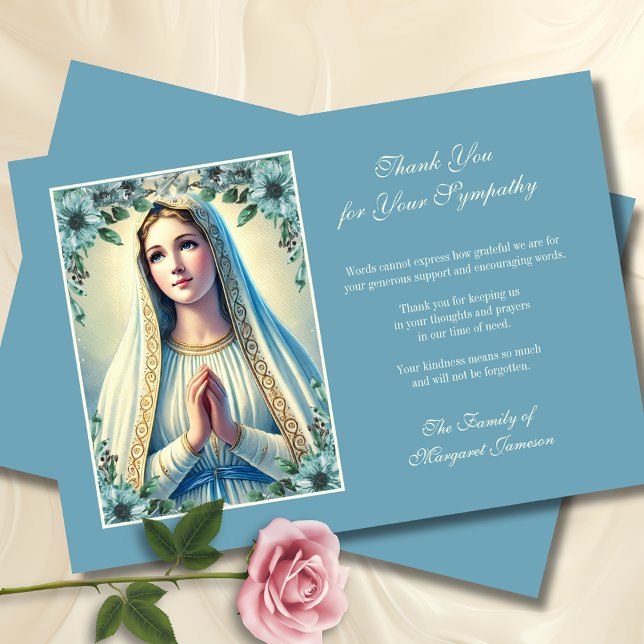 Funeral Catholic Memorial Mary Condolence Thank You Card (Creator Uploaded)