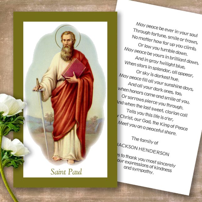 Funeral Catholic St Paul Prayer Sympathy Cards (catholic, religious, celebration of life, in loving memory of, prayer cards for bereavement)