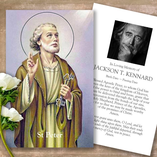 Funeral Catholic St Peter Prayer Sympathy Cards (catholic, religious, celebration of life, in loving memory of, prayer cards for bereavement)