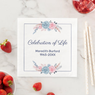  Funeral Celebration of Life Floral  Napkin