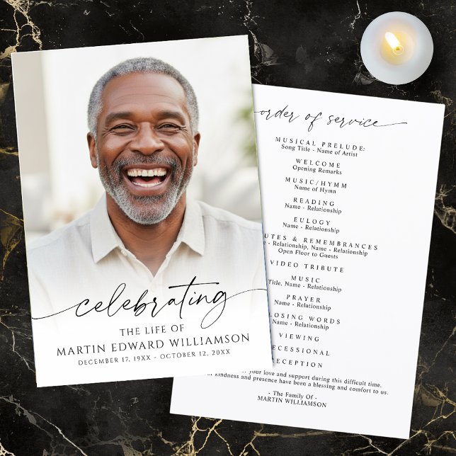Funeral Celebration of Life Photo Order of Service Program (Creator Uploaded)