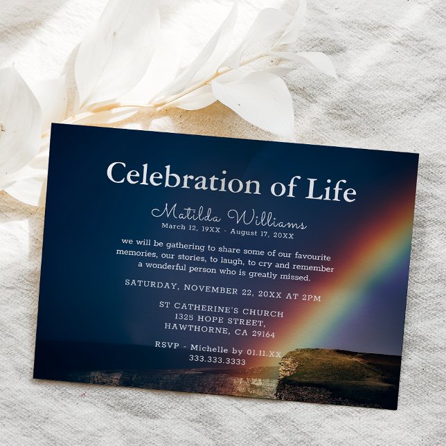 Funeral Celebration of Life | Rainbow Memorial Invitation (Creator Uploaded)