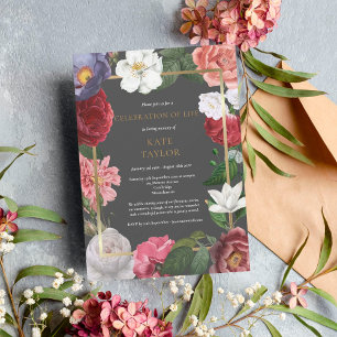 Funeral Celebration of Life Rose Floral Garland Invitation