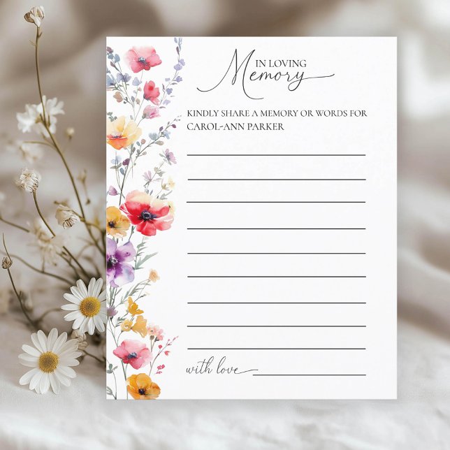 Funeral Colourful Wildflower "Share a memory" (Creator Uploaded)