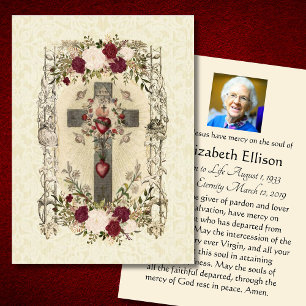 Funeral Cross Religious  Memorial Holy Card -