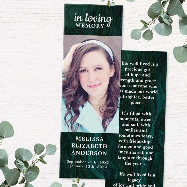 Funeral Custom Memorial Bookmark Emerald Green (Creator Uploaded)