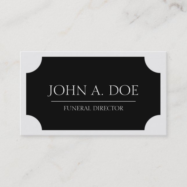 Funeral Director Black Plaque/Classic White Business Card (Front)