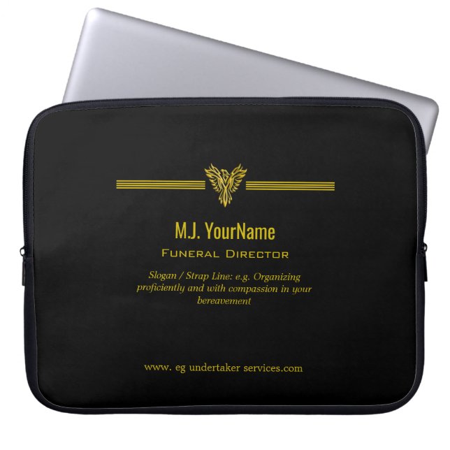Funeral Director gold stripes and rising phoenix Laptop Sleeve (Front)