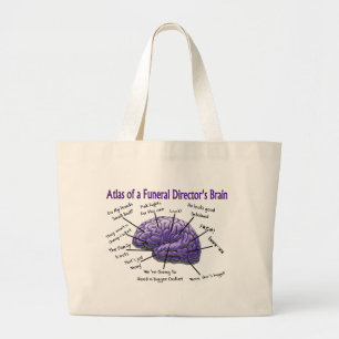 Funeral Director/Mortician Funny Brain Design Large Tote Bag