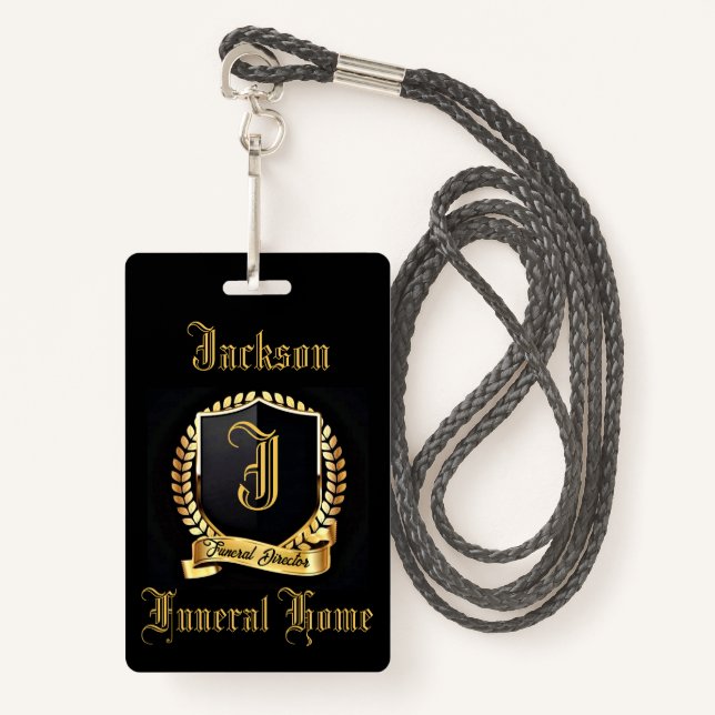 Funeral Director Name Tag ID Badge (Front with Lanyard)