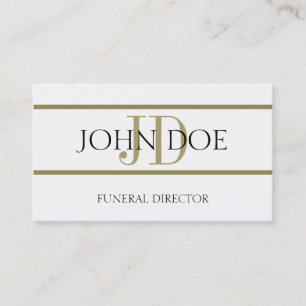 Funeral Director White/Gold Stripe Business Card