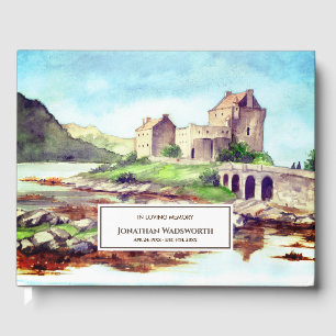 Funeral Eilean Donan Castle Scotland Watercolor Guest Book