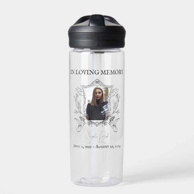 Funeral Favour Photo  Water Bottle (Front)