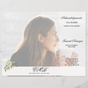 Funeral Floral Elegant Photo Order of Ceremony