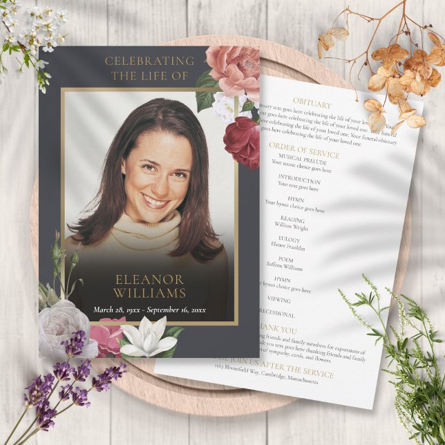 Funeral Floral Photo Order Of Service Program (Funeral Floral Photo Order Of Service Program)