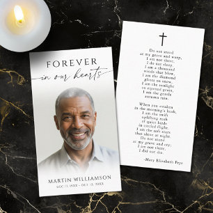 Funeral Forever Hearts Photo Cross Prayer Card
