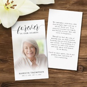 Funeral Forever Hearts Photo Script Prayer Card