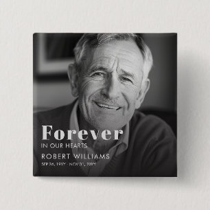 Funeral Forever In Our Heart Memorial Photo 15 Cm Square Badge