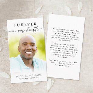 Funeral Forever In Our Hearts Photo Prayer Card