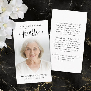Funeral Forever in Our Hearts Photo Prayer Card