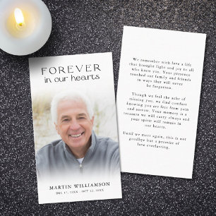 Funeral Forever In Our Hearts Photo Prayer Card