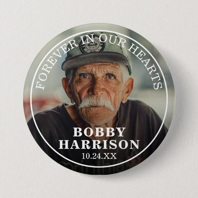 Funeral Forever in our Hearts | Remembrance Photo 7.5 Cm Round Badge (Front)