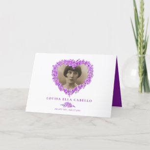 Funeral forget-me-not purple flower heart poem thank you card