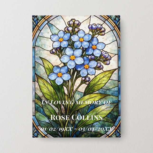 Funeral Forget me Not Stained Glass Memorial (Front)