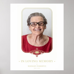 Funeral Golden Effect Ornamental Lace Effect Photo Poster