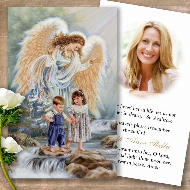 Funeral Guardian  Angels Prayer Sympathy Cards (catholic, religious, celebration of life, in loving memory of, prayer cards for bereavement)