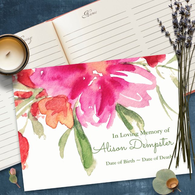 Funeral Guest Book | Florals 4 (funeral guest books, sympathy, celebration of life, in loving memory, memorial service, remembrance,)