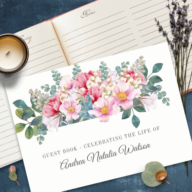 Funeral Guest Book | Fragrant Garden (funeral guest books, sympathy, celebration of life, in loving memory, memorial service, remembrance,)