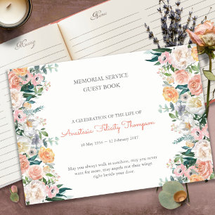 Funeral Guest Book   Watercolor Roses 1