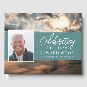 Funeral Guest Book with Mountain Top Photo 