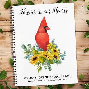Funeral Guestbook Note Memorial Cardinal Sunflower Notebook
