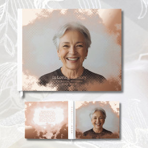 Funeral Guestbook Rose Gold Clouds Foil Guestbook