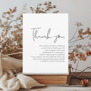 Funeral Handwritten Bereavement Thank You Note Card