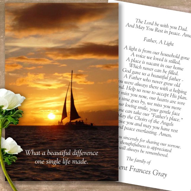 Funeral Hawaiian Sunset Prayer Sympathy Cards (sunset, sunrise, beach, celebration of life, in loving memory of, prayer cards for bereavement)