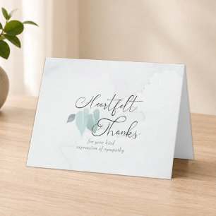 Funeral Heartfelt Thanks Green Heart Leaves Thank You Card