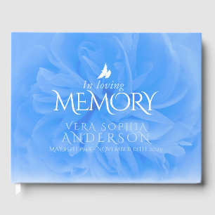 Funeral in loving memory blue rose guest book