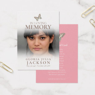 Funeral in loving memory butterfly pink poem