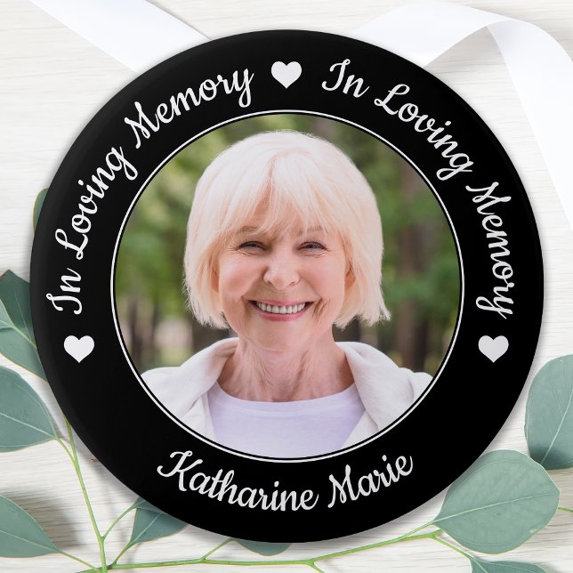 Funeral In Loving Memory Custom Photo Memorial 7.5 Cm Round Badge (Creator Uploaded)