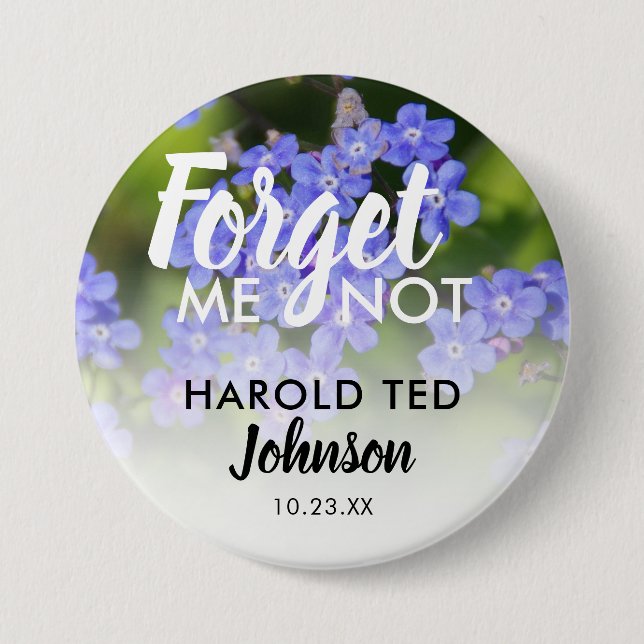 Funeral In Loving Memory | Forget-Me-Not 7.5 Cm Round Badge (Front)